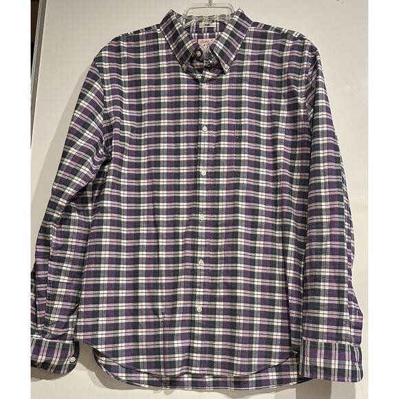 J.Crew Oxford Slim Men's Purple/Green Plaid Long Sleeve Button-Down XLarge - Picture 1 of 6
